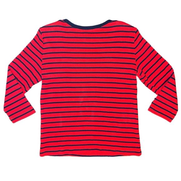 Lauren Ralph Lauren Striped Buttoned Shoulder Long Sleeve Top - Picture 2 of 4